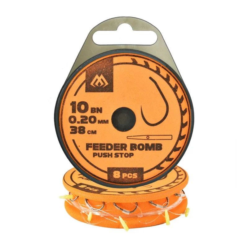 Haki z przyponem Mikado Feeder Bomb push stop rozmiar 10 8 sztuk Wyjątkowa oferta