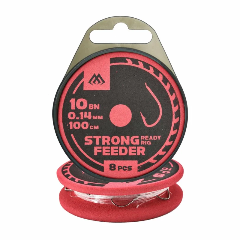 Tani Haczyki z przyponem Mikado Feeder Strong rozmiar 10 8 sztuk