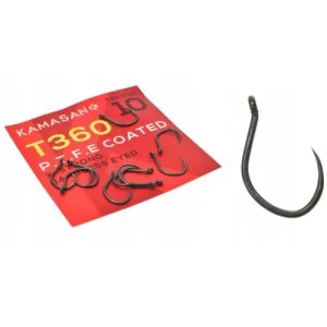 Dostępne od ręki Haczyki Kamasan T360 Eyed X-Strong PTFE Coated - roz. 10