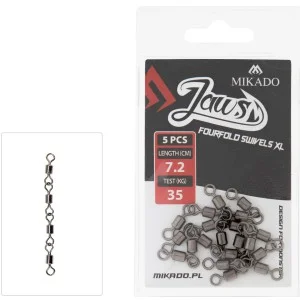 Popularny KRĘTLIK MIKADO JAWS FOURFOLD SWIVELS XL - 35kg - op.5szt.