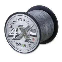 Taniej Plecionka Saenger 4 X Spin Braid 0,18mm/3000m, Light Grey