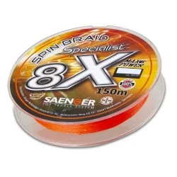 Wysoka jakość Plecionka Saenger 8X Specialist Spin Braid 0,18mm/150m, Fluo Orange